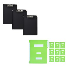 ECO Chungwoon 高級人造皮革 Deida A4文件板夹 3入 + 紙製政府文件夾 10入, 黑色(文件板夾), 隨機出貨(政府文件夾), 1套