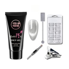 NAILBBAL 貓眼凝膠15ml+銀色通用提示+刷子隨機出貨套組, 1套, 銀色通用提示套裝