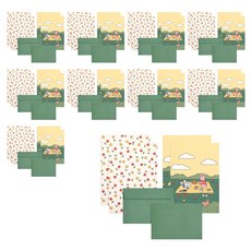 클리니스 일러스트 편지지 세트, 10세트, 피크닉곰