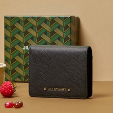 JILLSTUART 皮革金色標誌兩折短夾