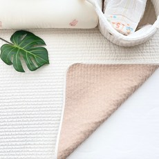 화음베베 유아용 오가닉 순면 누빔 방수패드, 스몰/기저귀갈이대 (45X65), 1개, 아이보리