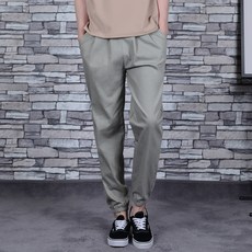 남성용 통기성 L린넨 밴딩 조거 팬츠