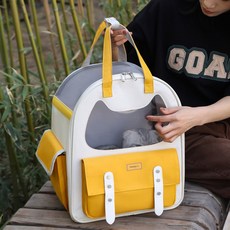 DING DONG PET 寵物側開通風後背包, 1個, 黃色
