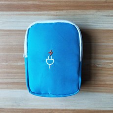 萬用旅行手機充電器數位裝置收納包, 1個, 藍色