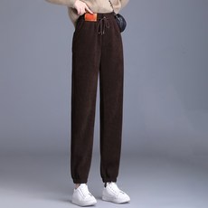 PEONIST 女款燈芯絨刷毛束口褲