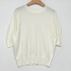 빼빼 여성용 라운드넥 벌룬소매 반팔 니트 티셔츠