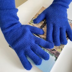 다주드 스마트폰 터치 핑거 홀 울 니트 롱 장갑