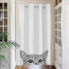 지앤와이 흑백 고양이 롱 도어 가리개 커튼