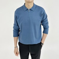 AdorClassic 男士基本領亨利領柔軟長袖針織衫