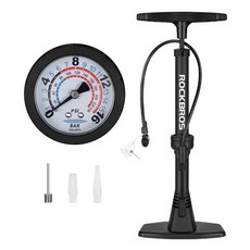 ROCKBROS 洛克兄弟 附氣壓計自行車打氣筒 Air9, 黑色, 1個