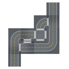Gentoy 特別道路積木板 直線 4p + 曲線 3p + 十字路口 + T字路口 4p 套組, 混合顏色