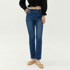 女性修身腰部鬆緊帶下擺剪裁直筒丹寧褲 CR2W10