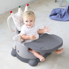 essian 推車+安全帶+網眼皇冠枕頭 2入, 椅子(Metal Grey)+底座(Metal Grey)+皇冠枕頭(Cherry Ivory)