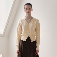 로라로라 여성용 V넥 로고 버튼 가디건