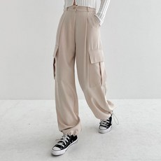 플랜데이 여성용 찰랑 뒷밴딩 카고 슬랙스 숏