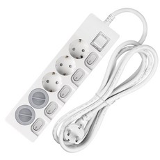 Sweet Home 獨立開關省電多頭 5 端口 + 安全蓋 2p 套裝, 3m, 單一顏色, 1套