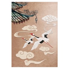 빈테리어 학이 있는 봉포함 파티션커튼