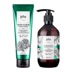plu 身體磨砂膏 白麝香 200g+磨砂沐浴乳 葡萄柚蜜桃 500g, 1組