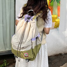 MEICHEL Boca 綁帶抽繩休閒後背包 10683, 白色