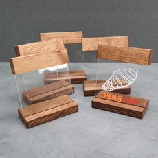 GGUN'S 樺木底座壓克力桌上型菜單牌 5入, 木質