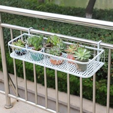 Dietshu陽台花盆架多肉植物鐵製展示架, 01白色