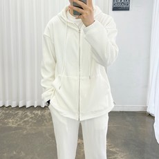 Adore Classic 男士 Oceans 褶皺彈性寬鬆版連帽長袖拉鍊外套
