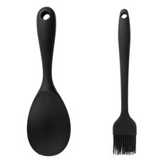 i-MATE 矽膠飯匙 + 刷子, 黑色, 1套