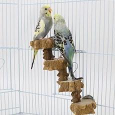 Qilci 鸚鵡4層棲木梯, 1個, 混色