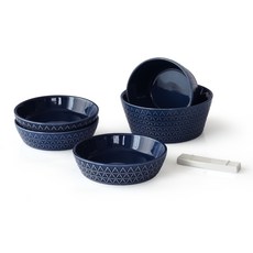 PRELUDE 幾何印花餐具組 6入, 混合顏色, 空氣+碗+冷空氣3p+勺架