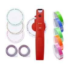 모텍스 또각이 라벨메이커 E-404 + 리필 세트, 다크레드(메이커), 랜덤발송(테이프), 파스텔핑크, 파스텔그린, 파스텔 바이올렛, 형광그린, 형광오렌지(테이프B), 1세트