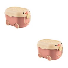 卡通人物移動式滾輪塑膠整理箱 YT_RA1004, 2個, 紅色