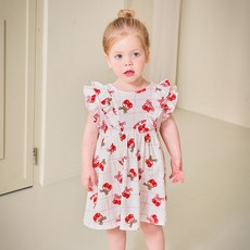 mollimelli 女童透氣櫻桃花園連身裙