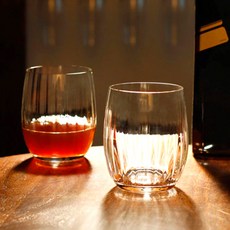 크리스탈렉스 워터폴 플리츠 언더락 스템리스 위스키 와인잔 2p 선물세트, 1세트, 300ml