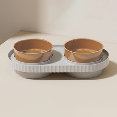 파스텔펫 반려동물 양면 흘림방지 식기 FREE, 브라운, 1개