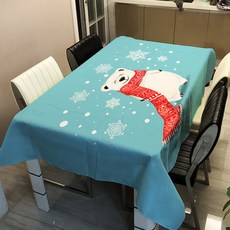 I Love Home 冬季動物家族印花方形家用桌布, TYPE9, 90 x 90 cm, 1個