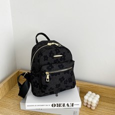 Sonio 女性花朵迷你後背包, 01 黑色