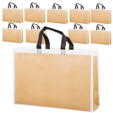 FANCYFIX 現代不織布提袋 購物袋 中型 43 x 32cm, 10個, 米色