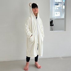 ECLL 兒童用 KC認證 超細纖維 拉鍊 長袍 連帽 浴袍