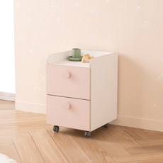 리바트 코이 책상 서랍장 방문설치, 코랄, 2단