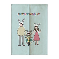 Ahope 插畫快樂家庭對開式隔間門簾, Type 02