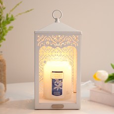 YANKee CANDLe 3段式觸控鏤空雕花燭台+香氛蠟燭組, Midnight Jasmine, 白色