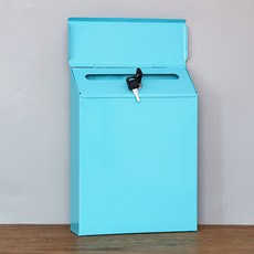 Bluefog 壁掛式鐵製附鎖信箱, 14 藍色 空白