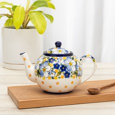 PRACA 波蘭風格陶瓷茶壺, 洋桔梗, 1個