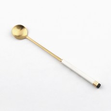 Bogen 方形雙色金邊餐具長湯匙, 白色, 1個