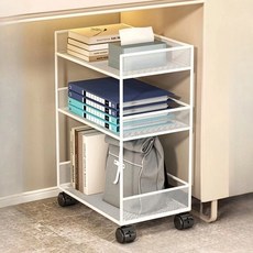 書桌整理收納保管移動式推車 中型 BRP960, 3層, 白色