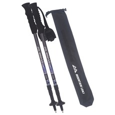 MOUNTAIN LAND 方形輕量4節登山杖 2入 + 收納袋組合, 黑色