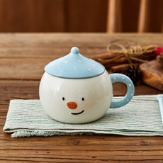 L戴圓點帽雪人馬克杯, 1個