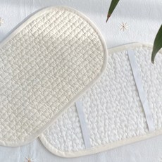 MISO NATURE 絎縫人造絲雙面嬰兒吸汗枕墊 附固定帶, 象牙白 + 白色