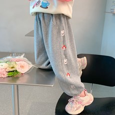 Starbean 女童可愛刺繡簡約束口褲