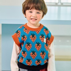 First Blue 兒童草莓提花背心